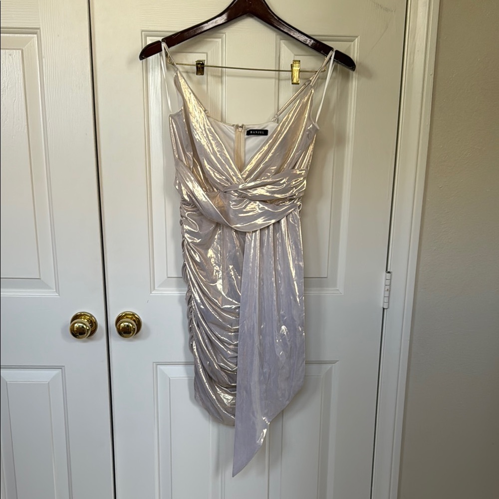 Chic Silver Draped Dress